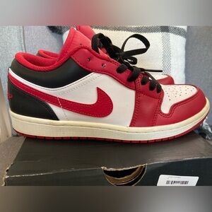 Air Jordan 1 Low Retro Nike Red, White, and Black Sneakers Men’s